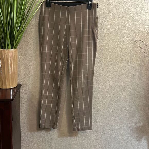 B72 a new day brown/white checkered dress/casual pants size 2 - Picture 1 of 11